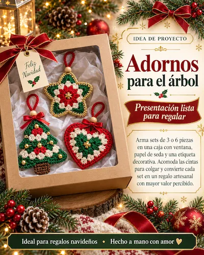 Idea de empaque para regalar adornos tejidos