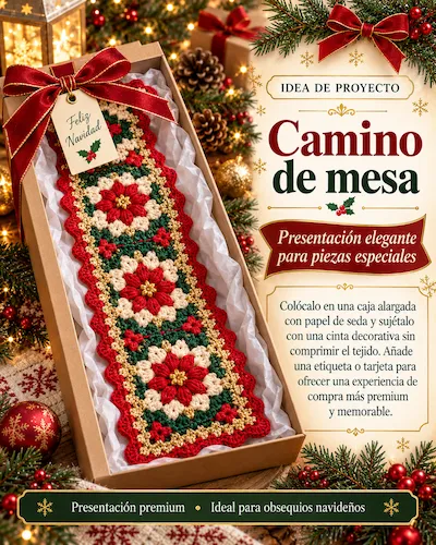 Idea de empaque para un camino de mesa tejido