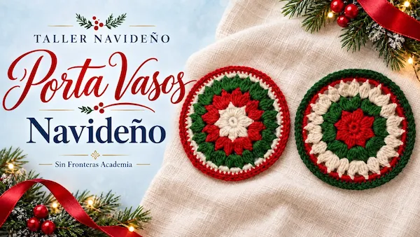 Portavasos navideños tejidos a crochet